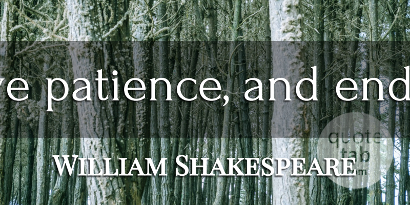 William Shakespeare Quote About Creativity, Endure, Having Patience: Have Patience And Endure...
