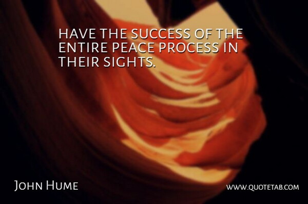 John Hume Quote About Entire, Peace, Process, Success: Have The Success Of The...