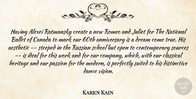 Karen Kain Quote About Dream, School, Passion: Having Alexei Ratmansky Create A...