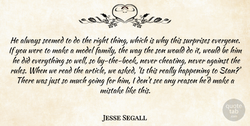 Jesse Segall Quote About Against, Happening, Mistake, Mistakes, Model: He Always Seemed To Do...