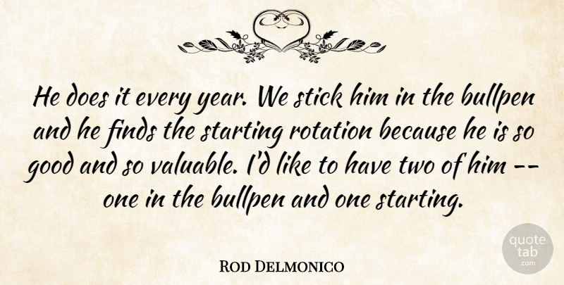 Rod Delmonico Quote About Bullpen, Finds, Good, Rotation, Starting: He Does It Every Year...