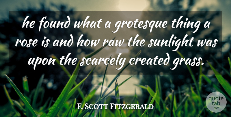 F. Scott Fitzgerald Quote About Rose, Great Gatsby American Dream, Sunlight: He Found What A Grotesque...