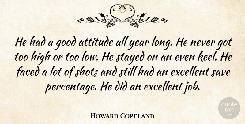 Howard Copeland Quote About Attitude, Excellent, Faced, Good, High: He Had A Good Attitude...
