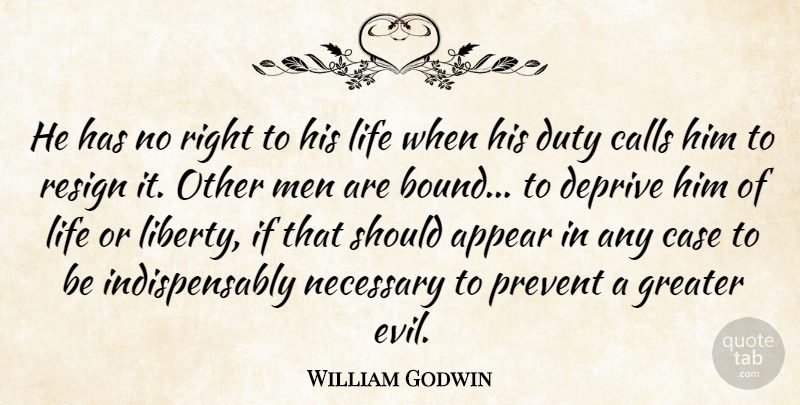 William Godwin Quote About Men, Evil, Atheism: He Has No Right To...