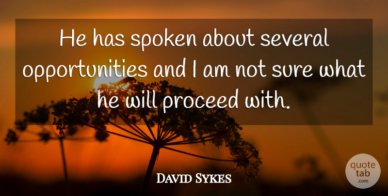 David Sykes Quote About Proceed, Several, Spoken, Sure: He Has Spoken About Several...