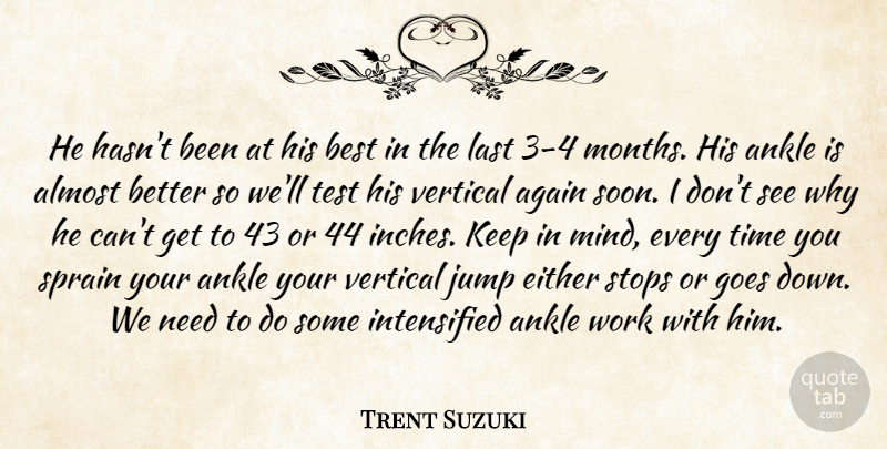Trent Suzuki Quote About Again, Almost, Ankle, Best, Either: He Hasnt Been At His...