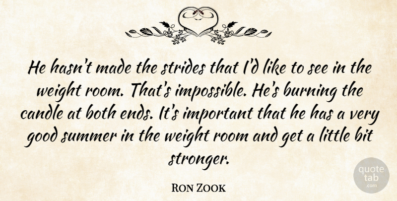 Ron Zook Quote About Bit, Both, Burning, Candle, Good: He Hasnt Made The Strides...