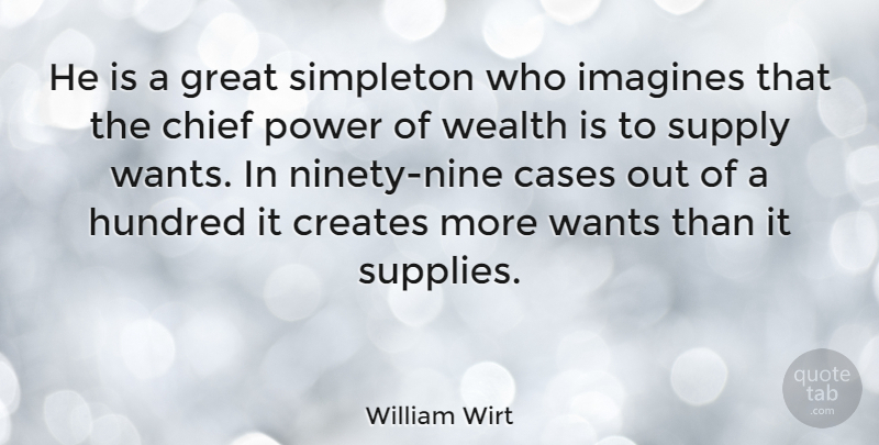William Wirt Quote About Cases, Chief, Creates, Great, Hundred: He Is A Great Simpleton...