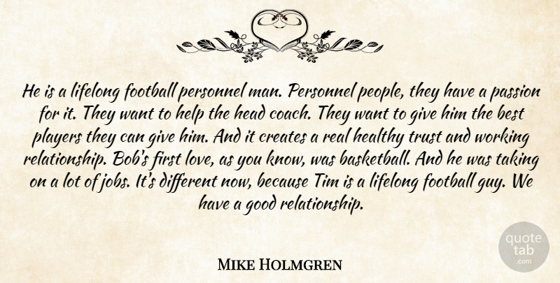 Mike Holmgren Quote About Best, Creates, Football, Good, Head: He Is A Lifelong Football...