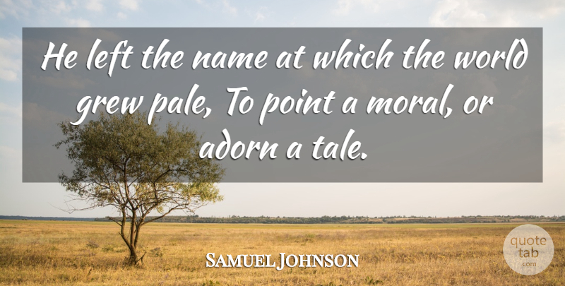 Samuel Johnson Quote About Names, World, Moral: He Left The Name At...