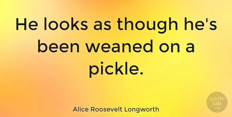 Alice Roosevelt Longworth Quote About Memorable, Pickles, Looks: He Looks As Though Hes...