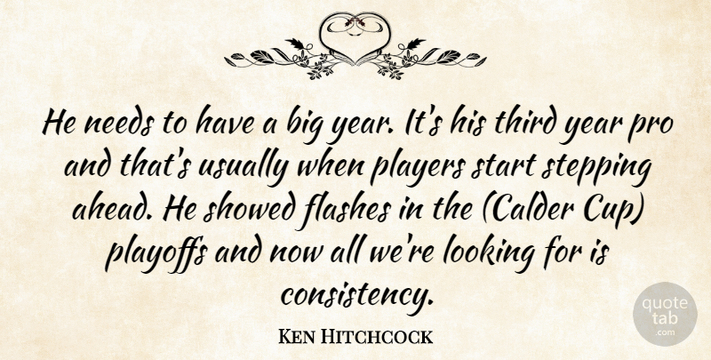 Ken Hitchcock Quote About Flashes, Looking, Needs, Players, Playoffs: He Needs To Have A...