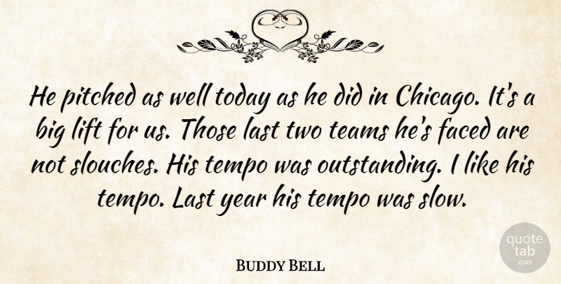 Buddy Bell Quote About Faced, Last, Lift, Teams, Tempo: He Pitched As Well Today...