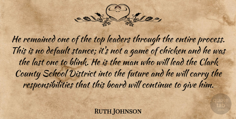 Ruth Johnson Quote About Board, Carry, Chicken, Clark, Continue: He Remained One Of The...