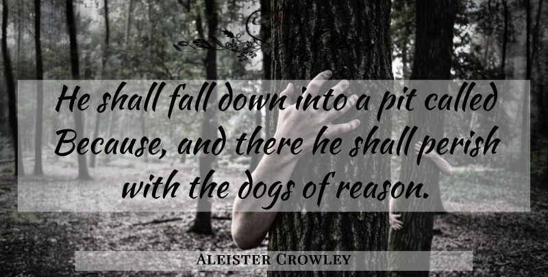 Aleister Crowley Quote About Dog, Fall, Pits: He Shall Fall Down Into...