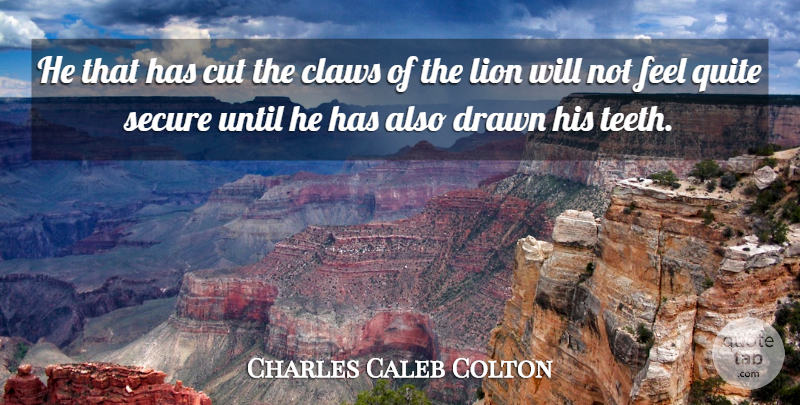 Charles Caleb Colton Quote About Cutting, Lions, Teeth: He That Has Cut The...