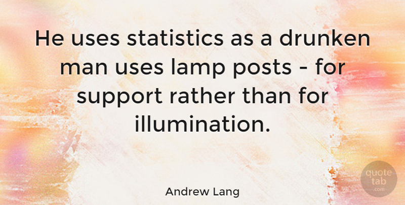 Andrew Lang Quote About Drunken, Man, Rather, Uses: He Uses Statistics As A...