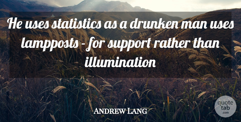 Andrew Lang Quote About Drunken, Man, Rather, Statistics, Support: He Uses Statistics As A...