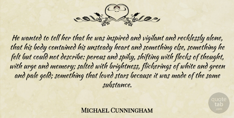 Michael Cunningham Quote About Stars, Memories, Heart: He Wanted To Tell Her...