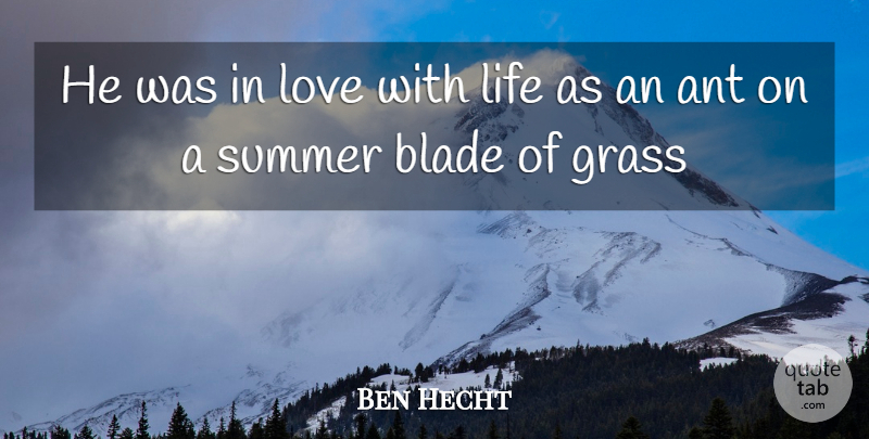 Ben Hecht Quote About Summer, Love Life, Ants: He Was In Love With...