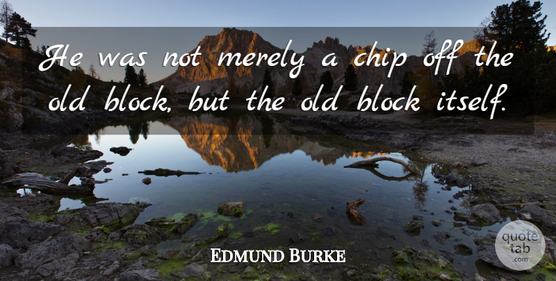 Edmund Burke Quote About Block, Tree, Chips: He Was Not Merely A...