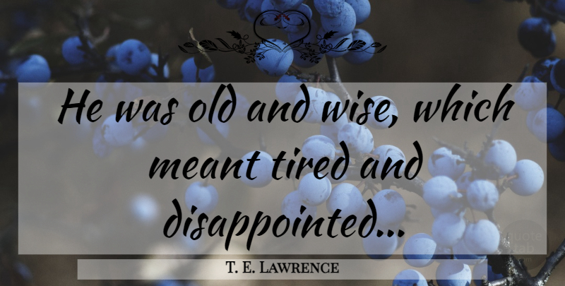 T. E. Lawrence Quote About Wise, Tired, Old And Wise: He Was Old And Wise...