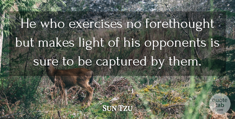 Sun Tzu Quote About Art Of War, Exercise, Light: He Who Exercises No Forethought...