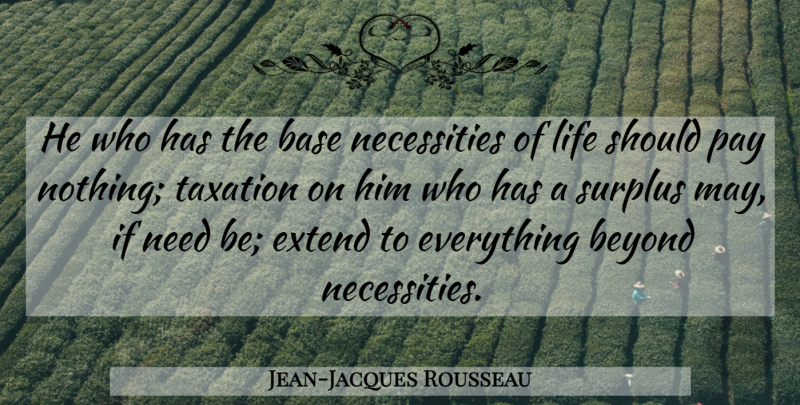 Jean-Jacques Rousseau Quote About Taxation, May, Pay: He Who Has The Base...