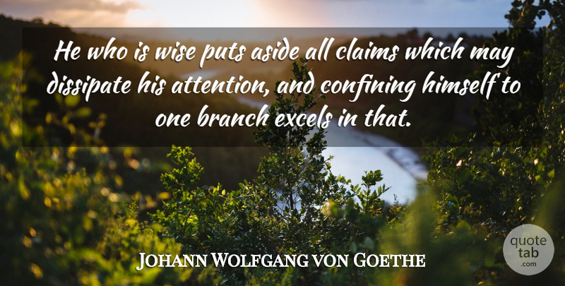 Johann Wolfgang von Goethe Quote About Wise, Branches, May: He Who Is Wise Puts...