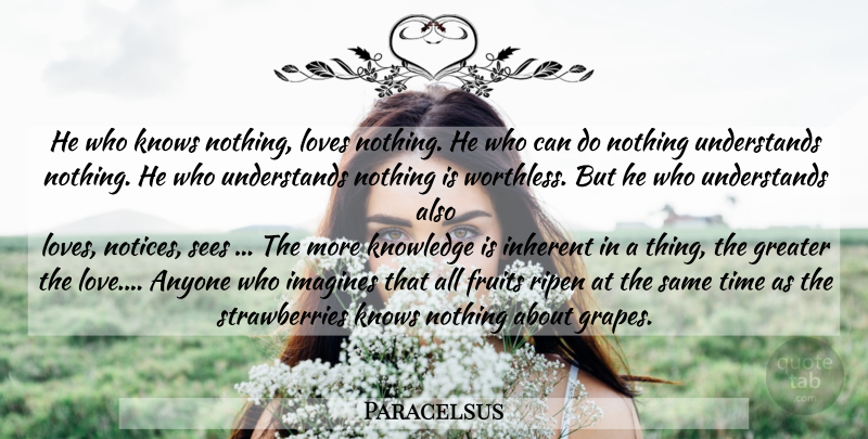 Paracelsus Quote About Fruit, Imagine, Strawberries: He Who Knows Nothing Loves...