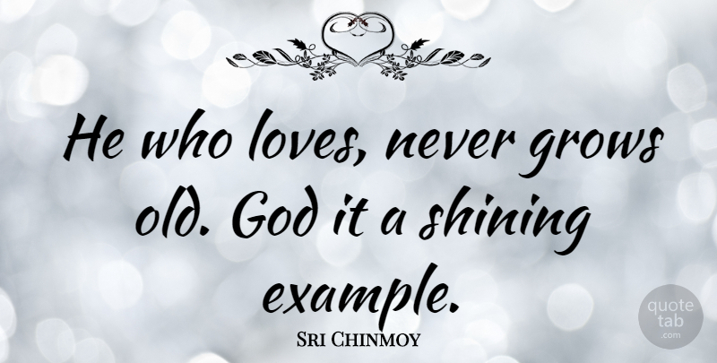 Sri Chinmoy Quote About Shining, Example, Grows: He Who Loves Never Grows...