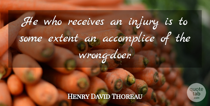 Henry David Thoreau Quote About Doers, Injury, Accomplices: He Who Receives An Injury...