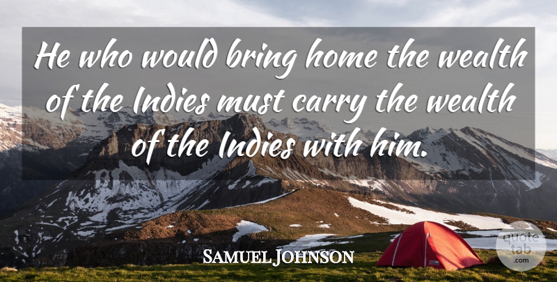 Samuel Johnson Quote About Happiness, Home, Wealth: He Who Would Bring Home...