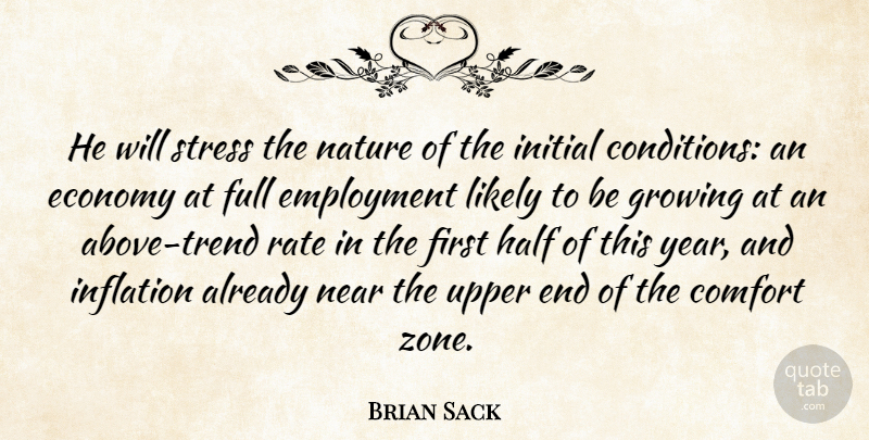 Brian Sack Quote About Comfort, Economy, Economy And Economics, Employment, Full: He Will Stress The Nature...