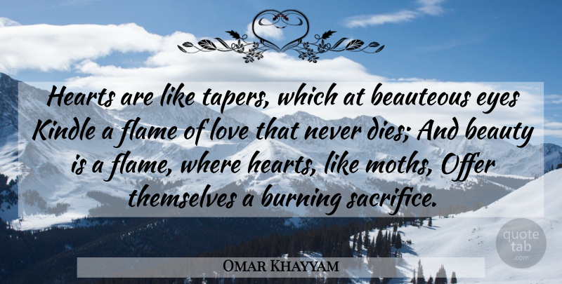 Omar Khayyam Quote About Love, Eye, Heart: Hearts Are Like Tapers Which...