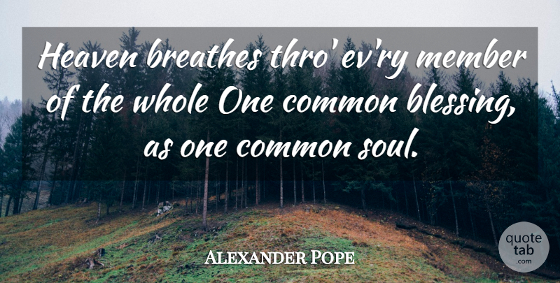 Alexander Pope Quote About Blessing, Heaven, Soul: Heaven Breathes Thro Evry Member...