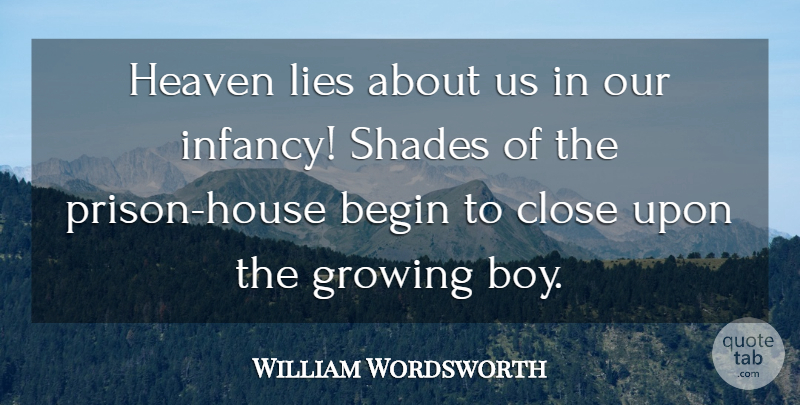 William Wordsworth Quote About Time, Lying, Boys: Heaven Lies About Us In...