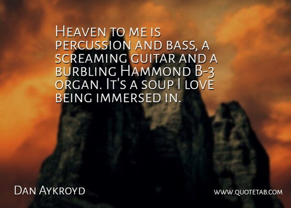 Dan Aykroyd Quote About Immersed, Love, Percussion, Screaming, Soup: Heaven To Me Is Percussion...