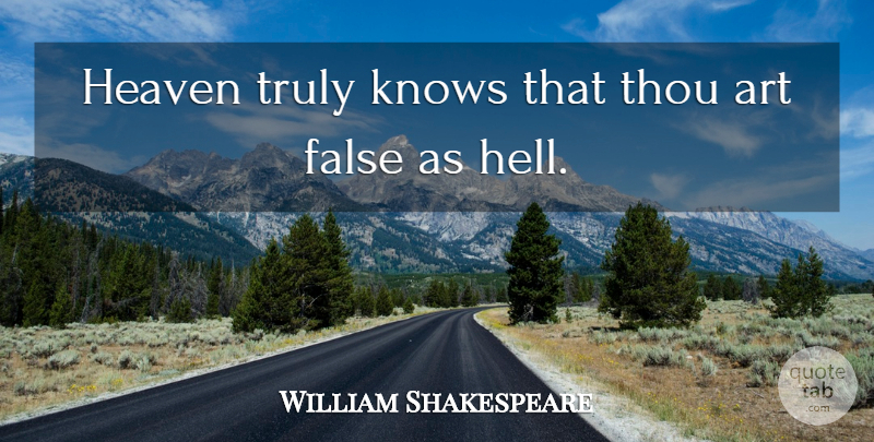 William Shakespeare Heaven Truly Knows That Thou Art False As Hell Quotetab