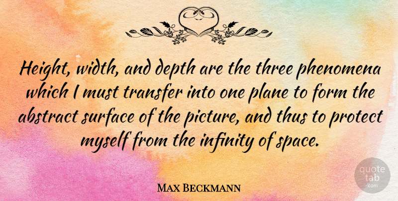 Max Beckmann Quote About Space, Three, Height: Height Width And Depth Are...