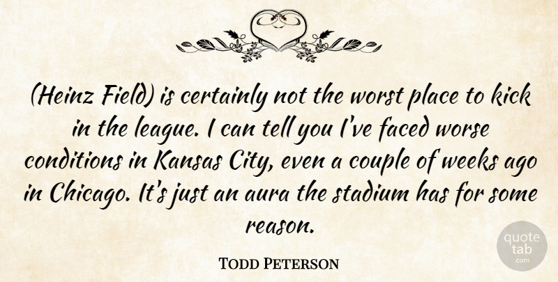 Todd Peterson Quote About Aura, Certainly, Conditions, Couple, Faced: Heinz Field Is Certainly Not...