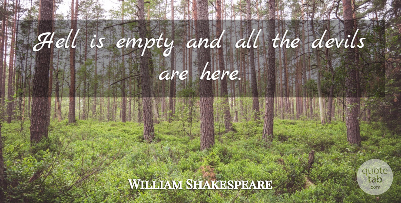 William Shakespeare Quote About Evil, Hell, Tempest: Hell Is Empty And All...