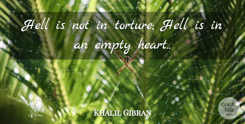 Khalil Gibran Quote About Heart, Passion, Hell: Hell Is Not In Torture...