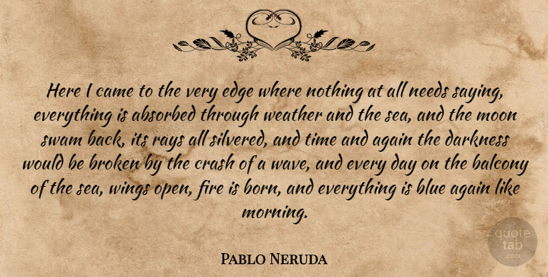 Pablo Neruda Quote About Love, Morning, Moon: Here I Came To The...
