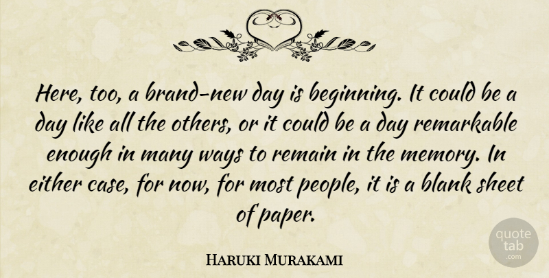 Haruki Murakami Quote About Memories, New Day, People: Here Too A Brand New...