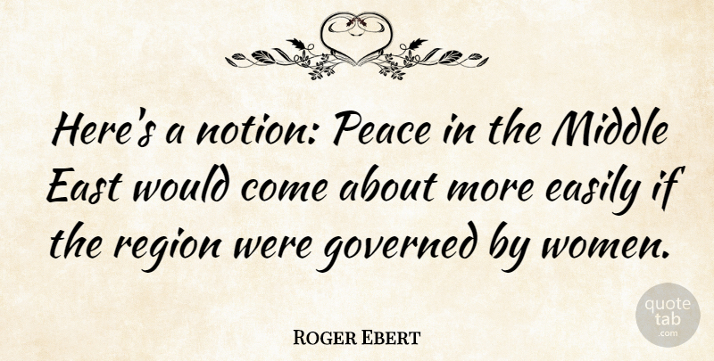 Roger Ebert Quote About East, Middle, Notion: Heres A Notion Peace In...