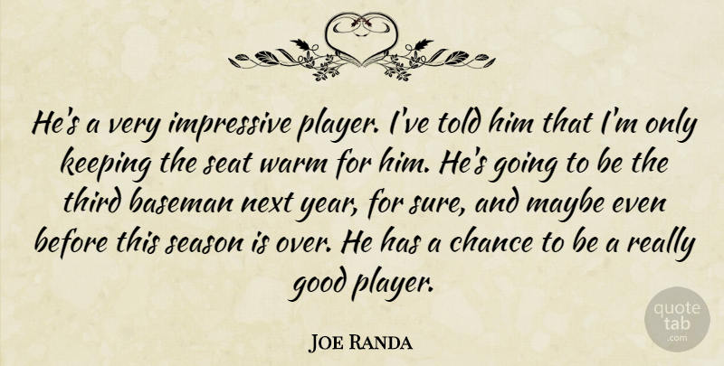 Joe Randa Quote About Baseman, Chance, Good, Impressive, Keeping: Hes A Very Impressive Player...