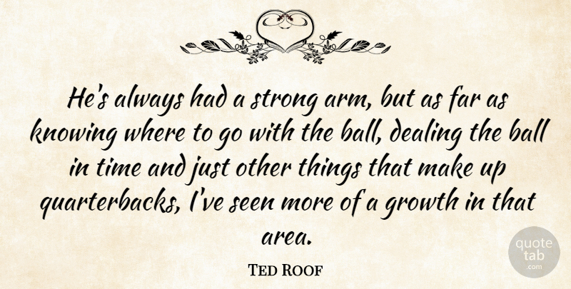 Ted Roof Quote About Ball, Dealing, Far, Growth, Knowing: Hes Always Had A Strong...