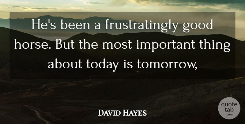 David Hayes Quote About Good, Today: Hes Been A Frustratingly Good...