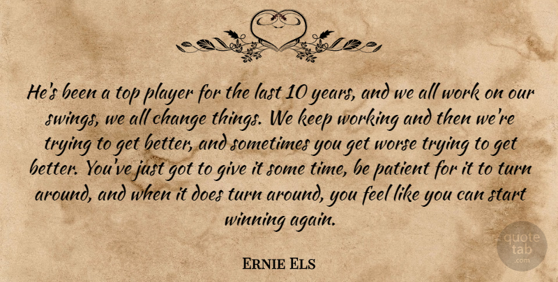 Ernie Els Quote About Golf, Winning, Player: Hes Been A Top Player...